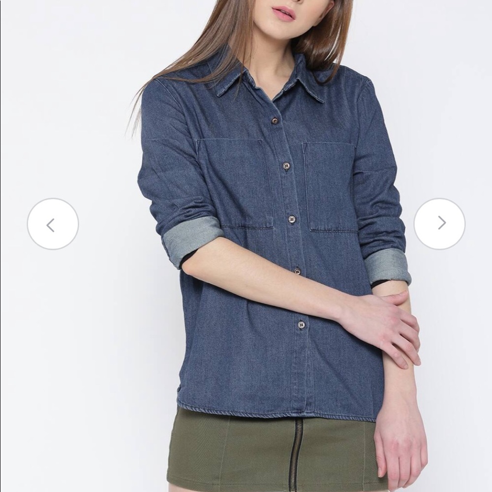 F21 Denim Button Down Shirt